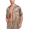 image:imageSWOMOG Men Satin Silk Pajamas Sets Short Sleeve Sleepwear ButtonDown PJs Sets TwoPieces Loungewear with PocketsOpaue Couche
