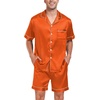 image:imageSWOMOG Men Satin Silk Pajamas Sets Short Sleeve Sleepwear ButtonDown PJs Sets TwoPieces Loungewear with PocketsOrange