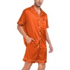 image:imageSWOMOG Men Satin Silk Pajamas Sets Short Sleeve Sleepwear ButtonDown PJs Sets TwoPieces Loungewear with PocketsOrange