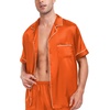 image:imageSWOMOG Men Satin Silk Pajamas Sets Short Sleeve Sleepwear ButtonDown PJs Sets TwoPieces Loungewear with PocketsOrange