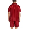 image:imageSWOMOG Men Satin Silk Pajamas Sets Short Sleeve Sleepwear ButtonDown PJs Sets TwoPieces Loungewear with PocketsRed Sriped