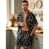 image:imageSWOMOG Men Satin Silk Pajamas Sets with Pockets Short Sleeve ButtonDown PJs Sets 2 Piece Summer Sleepwear SXXLStyleawhite Leopard Print