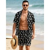 image:imageSWOMOG Men Satin Silk Pajamas Sets with Pockets Short Sleeve ButtonDown PJs Sets 2 Piece Summer Sleepwear SXXLStyleawhite Leopard Print