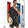 image:imageSWOMOG Men Satin Silk Pajamas Sets with Pockets Short Sleeve ButtonDown PJs Sets 2 Piece Summer Sleepwear SXXLStyleawhite Leopard Print