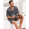 image:imageSWOMOG Men Silk Pajama Set Short Sleeve Satin PJs Sets 2 Piece Button Down Sleepwear Soft Summer Loungewear with PocketsBlack Floral