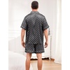 image:imageSWOMOG Men Silk Pajama Set Short Sleeve Satin PJs Sets 2 Piece Button Down Sleepwear Soft Summer Loungewear with PocketsBlack Floral