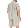 image:imageSWOMOG Mens 100 Cotton Pajama Set 2Pcs Button Down Pjs Set Short Sleeve Sleepwear with Pocket Soft Summer Stripe NightwearKhaki