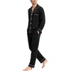 image:imageSWOMOG Mens 100 Cotton Pajama Sets Soft Long Sleeve Sleepwear Pjs SetsBlack
