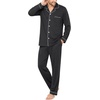 image:imageSWOMOG Mens 100 Cotton Pajama Sets Soft Long Sleeve Sleepwear Pjs SetsDark Grey
