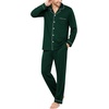 image:imageSWOMOG Mens 100 Cotton Pajama Sets Soft Long Sleeve Sleepwear Pjs SetsGreen