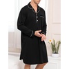image:imageSWOMOG Mens Nightgown Long Sleeve Sleep Shirt Big amp Tall Nightshirt Button Down Pajama Comfy Nightwear MXXXLBlack