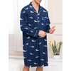 image:imageSWOMOG Mens Nightgown Long Sleeve Sleep Shirt Big amp Tall Nightshirt Button Down Pajama Comfy Nightwear MXXXLBlue Shark