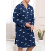 image:imageSWOMOG Mens Nightgown Long Sleeve Sleep Shirt Big amp Tall Nightshirt Button Down Pajama Comfy Nightwear MXXXLBlue Shark