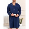 image:imageSWOMOG Mens Nightgown Long Sleeve Sleep Shirt Big amp Tall Nightshirt Button Down Pajama Comfy Nightwear MXXXLNavy Blue