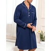 image:imageSWOMOG Mens Nightgown Long Sleeve Sleep Shirt Big amp Tall Nightshirt Button Down Pajama Comfy Nightwear MXXXLNavy Blue