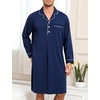 image:imageSWOMOG Mens Nightgown Long Sleeve Sleep Shirt Big amp Tall Nightshirt Button Down Pajama Comfy Nightwear MXXXLNavy Blue