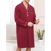 image:imageSWOMOG Mens Nightgown Long Sleeve Sleep Shirt Big amp Tall Nightshirt Button Down Pajama Comfy Nightwear MXXXLWine Red