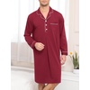 image:imageSWOMOG Mens Nightgown Long Sleeve Sleep Shirt Big amp Tall Nightshirt Button Down Pajama Comfy Nightwear MXXXLWine Red