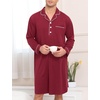 image:imageSWOMOG Mens Nightgown Long Sleeve Sleep Shirt Big amp Tall Nightshirt Button Down Pajama Comfy Nightwear MXXXLWine Red