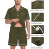 image:imageSWOMOG Mens Pajama Set Short Sleeve 2 PCS Sleepwear Button Down Soft Loungewear Modal Set Pj Set with Pockets S3XLArmy Green