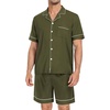 image:imageSWOMOG Mens Pajama Set Short Sleeve 2 PCS Sleepwear Button Down Soft Loungewear Modal Set Pj Set with Pockets S3XLArmy Green