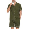 image:imageSWOMOG Mens Pajama Set Short Sleeve 2 PCS Sleepwear Button Down Soft Loungewear Modal Set Pj Set with Pockets S3XLArmy Green