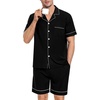 image:imageSWOMOG Mens Pajama Set Short Sleeve 2 PCS Sleepwear Button Down Soft Loungewear Modal Set Pj Set with Pockets S3XLBlack