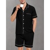 image:imageSWOMOG Mens Pajama Set Short Sleeve 2 PCS Sleepwear Button Down Soft Loungewear Modal Set Pj Set with Pockets S3XLBlack