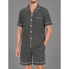 image:imageSWOMOG Mens Pajama Set Short Sleeve 2 PCS Sleepwear Button Down Soft Loungewear Modal Set Pj Set with Pockets S3XLDeep Grey