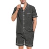 image:imageSWOMOG Mens Pajama Set Short Sleeve 2 PCS Sleepwear Button Down Soft Loungewear Modal Set Pj Set with Pockets S3XLDeep Grey