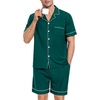 image:imageSWOMOG Mens Pajama Set Short Sleeve 2 PCS Sleepwear Button Down Soft Loungewear Modal Set Pj Set with Pockets S3XLGreen