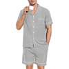 image:imageSWOMOG Mens Pajama Set Short Sleeve 2 PCS Sleepwear Button Down Soft Loungewear Modal Set Pj Set with Pockets S3XLGrey