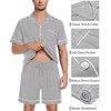 image:imageSWOMOG Mens Pajama Set Short Sleeve 2 PCS Sleepwear Button Down Soft Loungewear Modal Set Pj Set with Pockets S3XLGrey