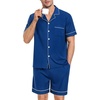 image:imageSWOMOG Mens Pajama Set Short Sleeve 2 PCS Sleepwear Button Down Soft Loungewear Modal Set Pj Set with Pockets S3XLNavy