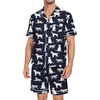 image:imageSWOMOG Mens Pajama Set Short Sleeve 2 PCS Sleepwear Button Down Soft Loungewear Modal Set Pj Set with Pockets S3XLNavy Blue Dogs