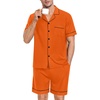 image:imageSWOMOG Mens Pajama Set Short Sleeve 2 PCS Sleepwear Button Down Soft Loungewear Modal Set Pj Set with Pockets S3XLOrange