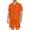 image:imageSWOMOG Mens Pajama Set Short Sleeve 2 PCS Sleepwear Button Down Soft Loungewear Modal Set Pj Set with Pockets S3XLOrange