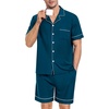image:imageSWOMOG Mens Pajama Set Short Sleeve 2 PCS Sleepwear Button Down Soft Loungewear Modal Set Pj Set with Pockets S3XLOxford Blue