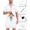 image:imageSWOMOG Mens Pajama Set Short Sleeve 2 PCS Sleepwear Button Down Soft Loungewear Modal Set Pj Set with Pockets S3XLWhite
