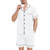 image:imageSWOMOG Mens Pajama Set Short Sleeve 2 PCS Sleepwear Button Down Soft Loungewear Modal Set Pj Set with Pockets S3XLWhite