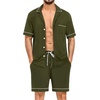 image:imageSWOMOG Mens Pajama Sets Short Sleeve Sleepwear Button Down Loungewear Soft Modal Lounge Pjs with Pockets SXXLArmy Green