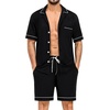 image:imageSWOMOG Mens Pajama Sets Short Sleeve Sleepwear Button Down Loungewear Soft Modal Lounge Pjs with Pockets SXXLBlack