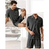 image:imageSWOMOG Mens Pajama Sets Short Sleeve Sleepwear Button Down Loungewear Soft Modal Lounge Pjs with Pockets SXXLDark Grey