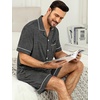 image:imageSWOMOG Mens Pajama Sets Short Sleeve Sleepwear Button Down Loungewear Soft Modal Lounge Pjs with Pockets SXXLDark Grey