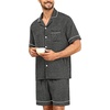 image:imageSWOMOG Mens Pajama Sets Short Sleeve Sleepwear Button Down Loungewear Soft Modal Lounge Pjs with Pockets SXXLDark Grey