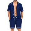 image:imageSWOMOG Mens Pajama Sets Short Sleeve Sleepwear Button Down Loungewear Soft Modal Lounge Pjs with Pockets SXXLNavy Blue