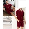 image:imageSWOMOG Mens Pajama Sets Short Sleeve Sleepwear Button Down Loungewear Soft Modal Lounge Pjs with Pockets SXXLWine Red