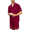 image:imageSWOMOG Mens Pajama Sets Short Sleeve Sleepwear Button Down Loungewear Soft Modal Lounge Pjs with Pockets SXXLWine Red