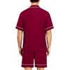 image:imageSWOMOG Mens Pajama Sets Short Sleeve Sleepwear Button Down Loungewear Soft Modal Lounge Pjs with Pockets SXXLWine Red