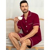 image:imageSWOMOG Mens Pajama Sets Short Sleeve Sleepwear Button Down Loungewear Soft Modal Lounge Pjs with Pockets SXXLWine Red